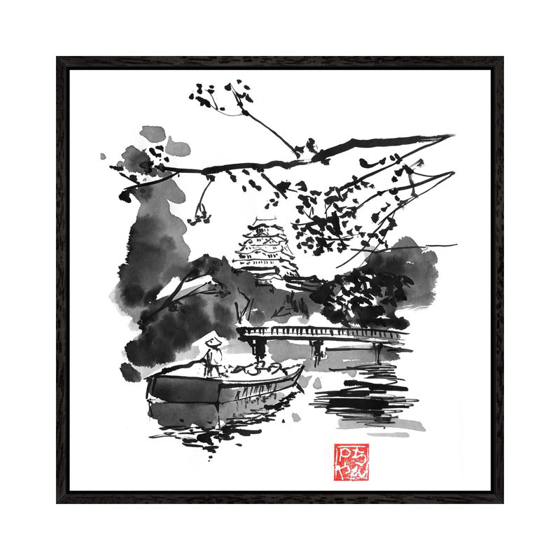 Bridge by Péchane - Painting on Canvas, 66.04 cm H x 66.04 cm W, Black Framed