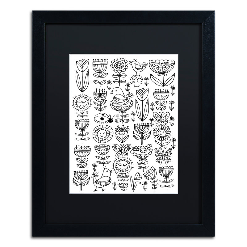 «Arbres et fleurs» par Arzel, impression encadrée, Noir, H 20 po x l 16 po x P 0,5 po