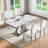 White Modern Faux Marble Top With Double X Mirrored Pedestal Base Dining Table Set-116257427-116257431-122921154
