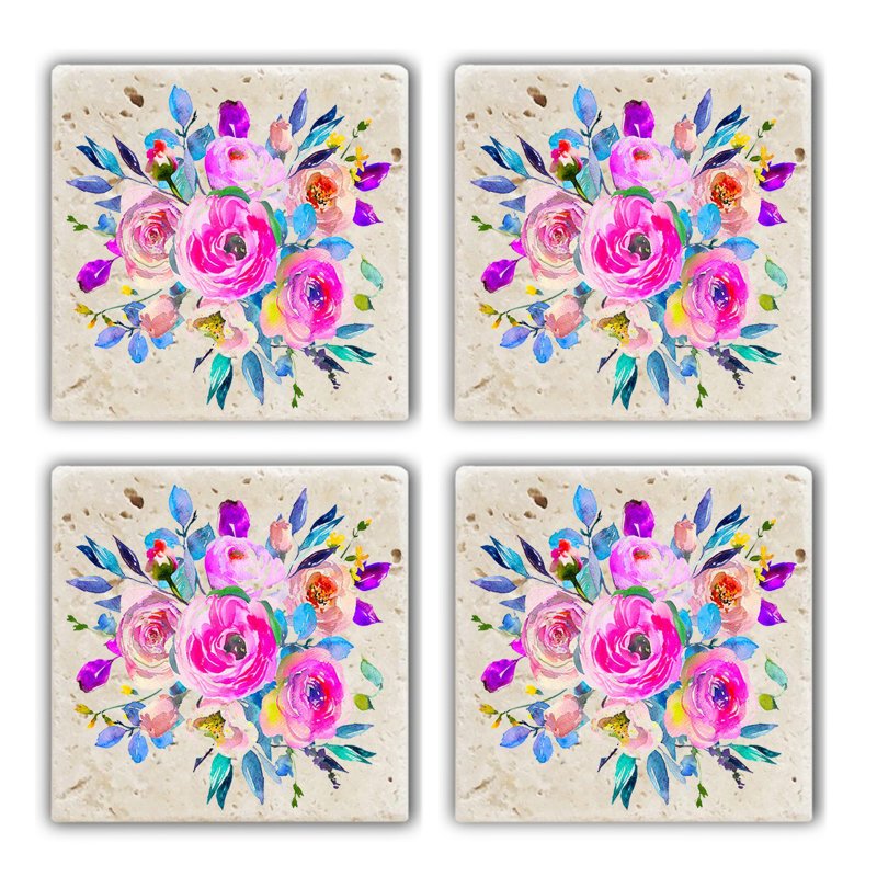 Ensemble de tapis en verre de qualité supérieure (4 pièces) de qualité supérieure, 3,9 x 3,9 x 0,4 pouces | 100% pierre naturelle pour la durabilité et l'élégance | Parfait pour protéger les surfaces, idéal pour la maison et le bureau, élégant et fonctionnel