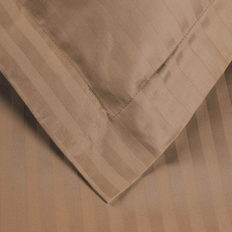 100% Egyptian Cotton Traditional Sateen Striped Luxor Treasures Duvet Cover Set, King/California + 2 King Shams, Taupe
