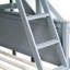 Lit simple superposé au dessus d'un lit double avec tiroirs et glissière - Bois d'hévéa gris avec 2 tablettes