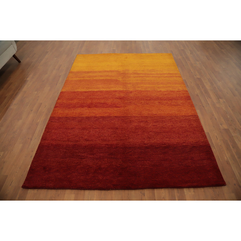 Tapis chaleureux de style Gabbeh 6 x 8 avec des reflets de soleil captivants