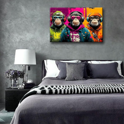 Singe, art mural, gorille arctique, musique, décor, images, abstrait, homme, caverne, affiches, impressions pour maison moderne, couloir, bar, salle de jeux, salon, adolescent, décoration