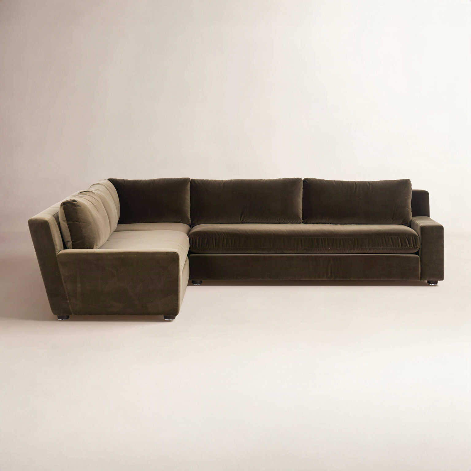 Marcelle Upholstered L-Sectional, Surrey Olive Performance Velvet