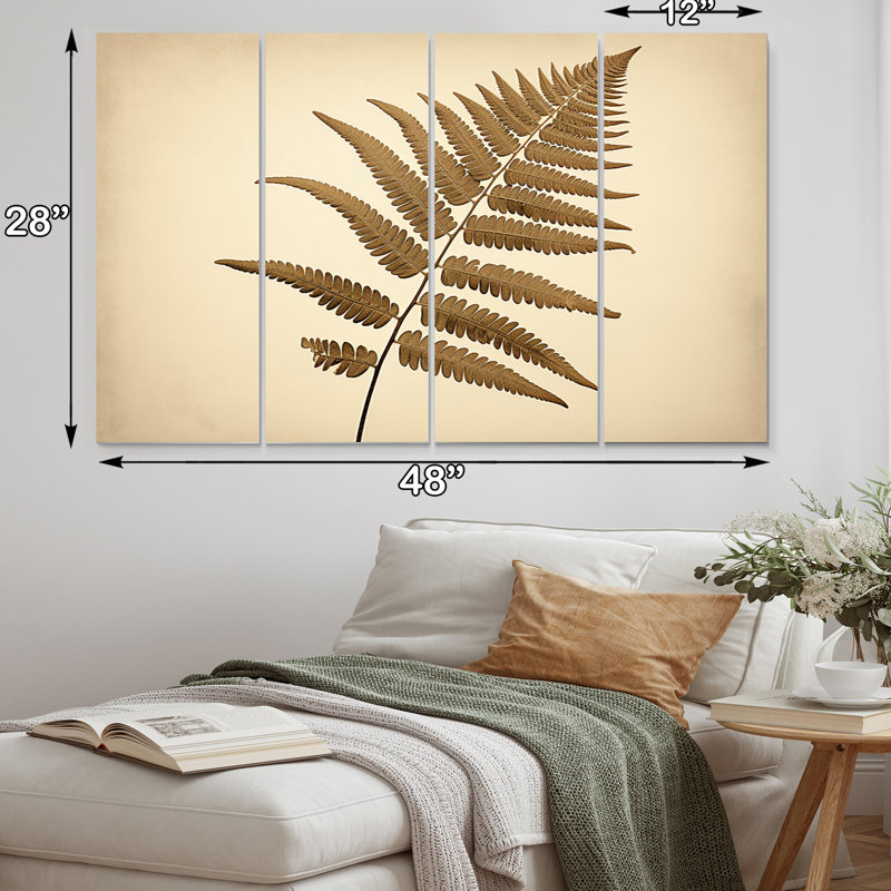 Beige Ferns Plant Timeless Elegance I Plants & Flowers Wall Decor on Metal