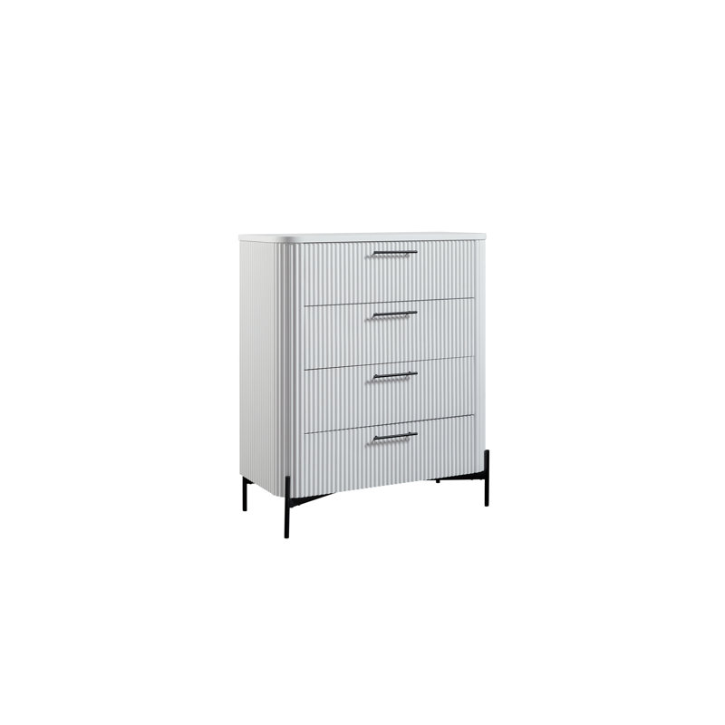 Commode 4 tiroirs - Blanc, Blanc