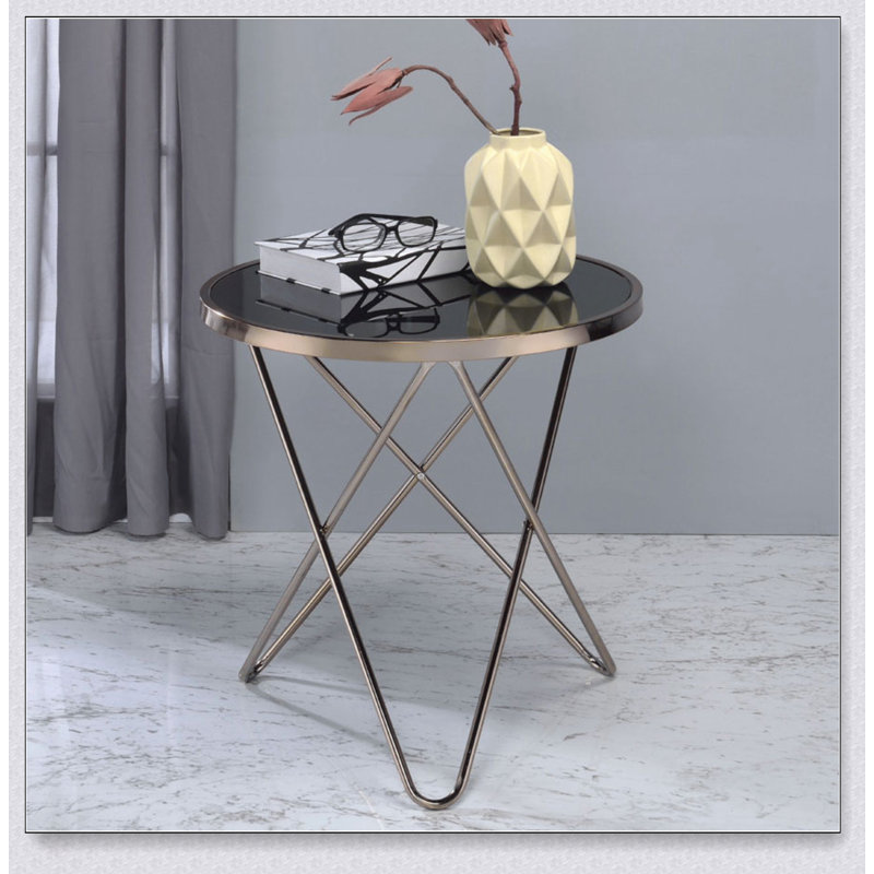 Black Glass Top Round Table