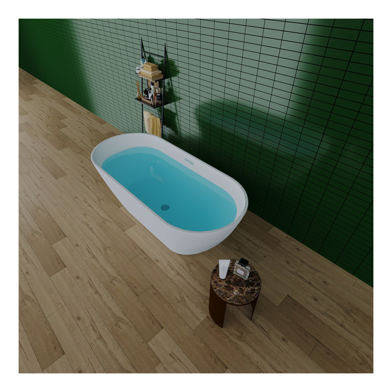 Baignoire de trempage autoportante en acrylique blanc brillant avec trop-plein et drain chromés, certifié cUPC - 63 * 28,8 22A09-63