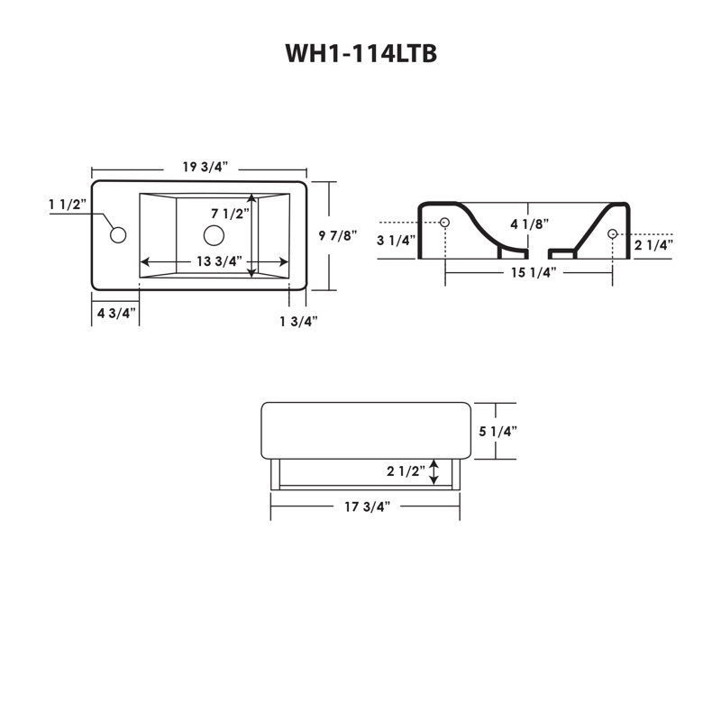 Whitehaus 9.875'' White Vitreous China Rectangular Bathroom Sink, Left Hand