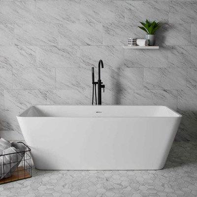 Axton 59'' x 29.5'' Freestanding Soaking Acrylic Bathtub