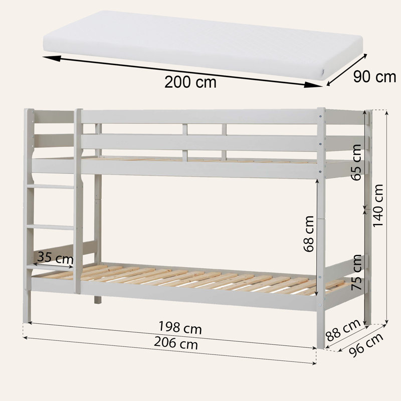 ECO Comfort Bunk Bed, Grey, European Single (90 x 200 cm)