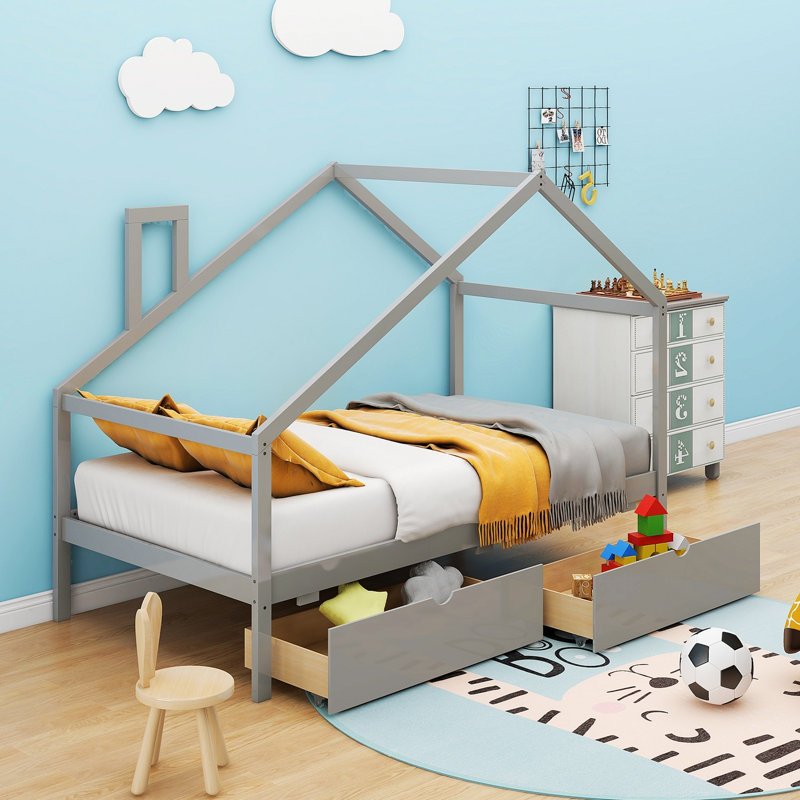Lit plateforme de 61,13 po Xayla, gris