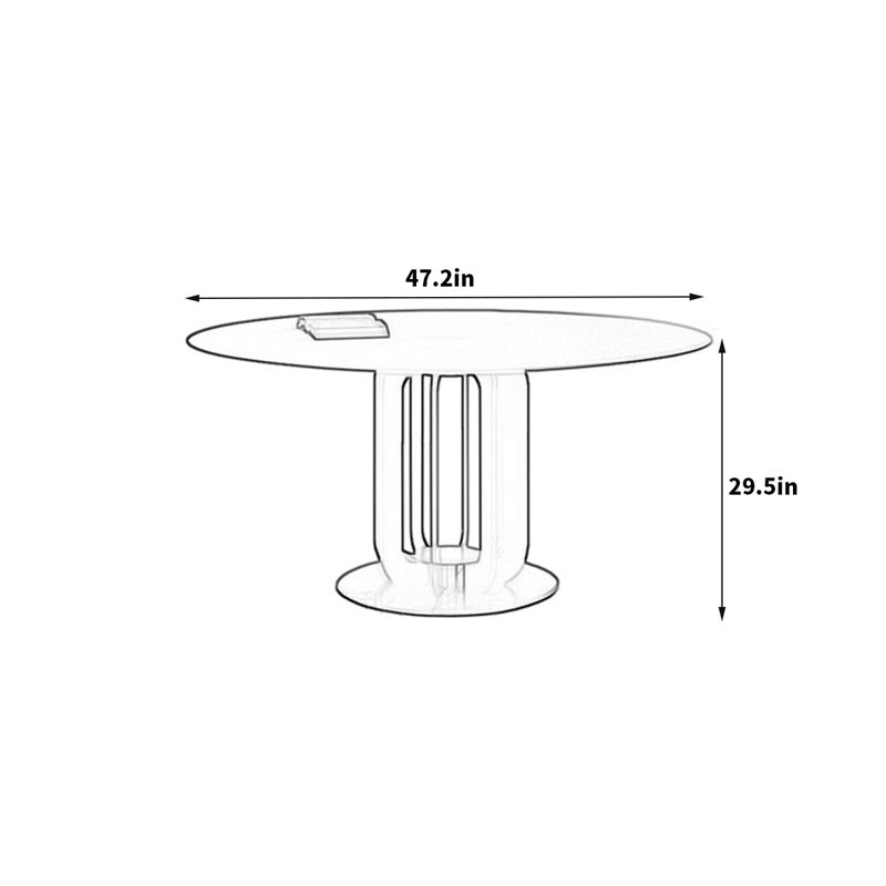Torp Round Dining Table, 29.5"H x 47.2"L x 47.2"W