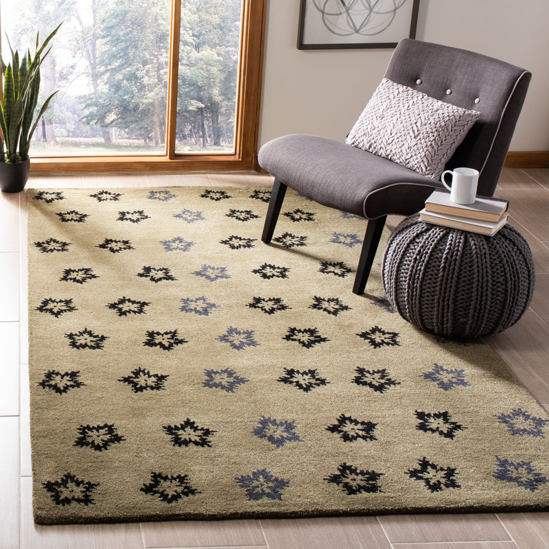 Tapis floral en laine touffeté à la main Soho, Rectangle de 5 pi x 8 pi