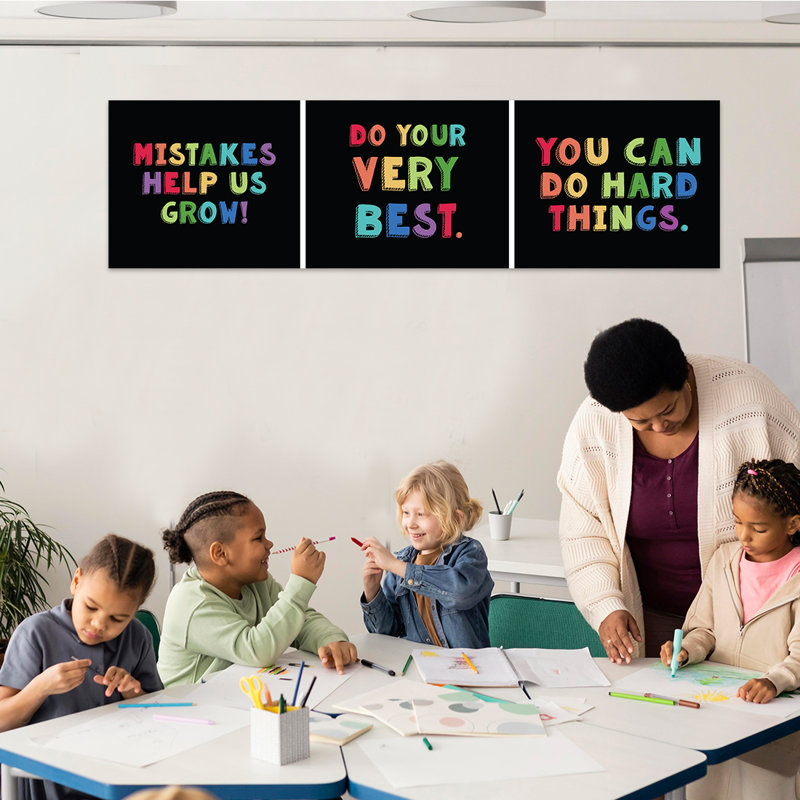 Classic Rainbow Motivational Classroom Banner Sign For Teachers, Door, Wall Decor, Inspirational, 2-Pk