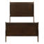 Ensemble de chambre à coucher Henri Charles Cappuccino pour lit simple, comprenant un lit traîneau, une commode et une table de chevet.