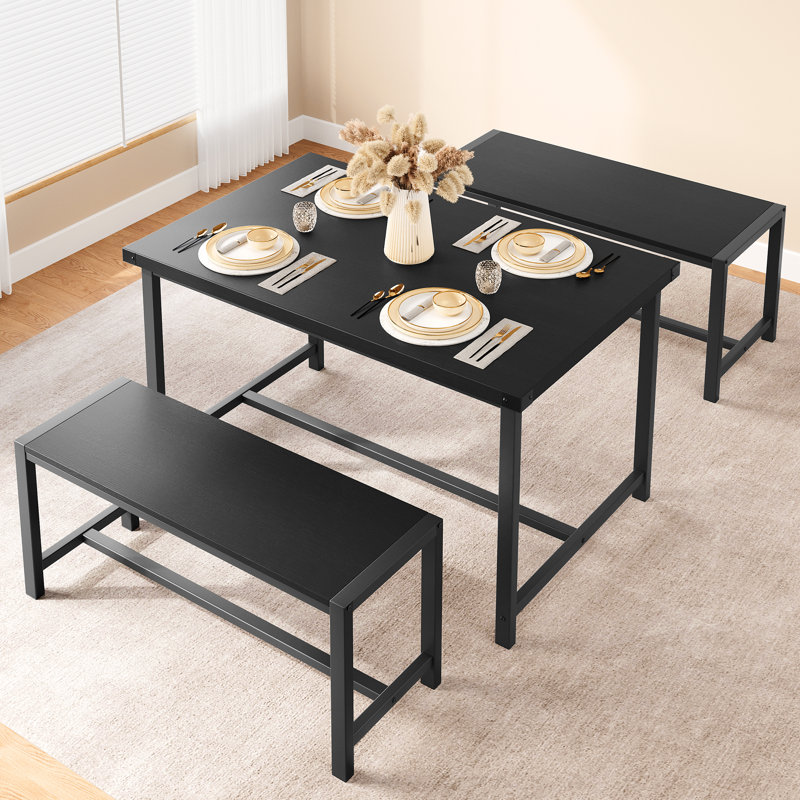 4 - Person Dining Set, Black, Black
