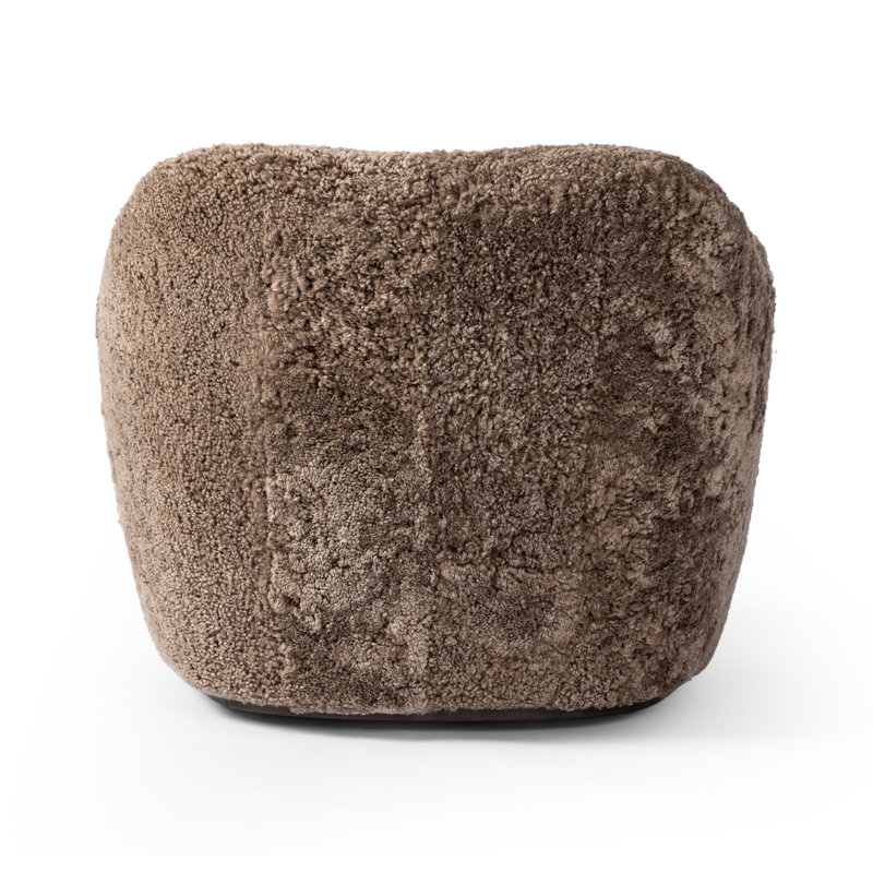 Julius Swivel Barrel Chair, Taupe Shearling Unshorn Sheepskin