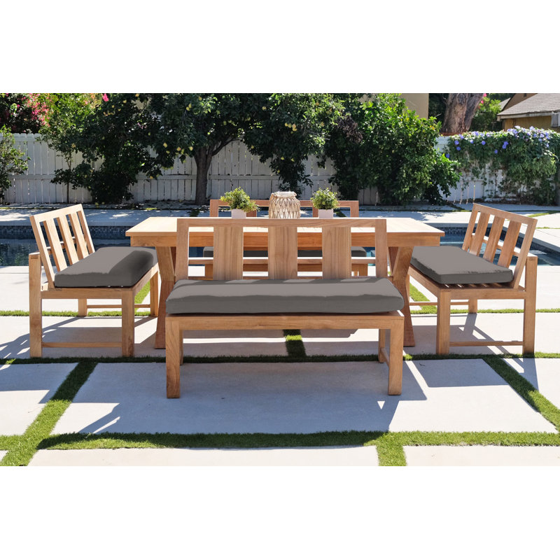 Ensemble de salle à manger rectangulaire pour 8 personnes 79 "avec coussins Burrosa, Taupe