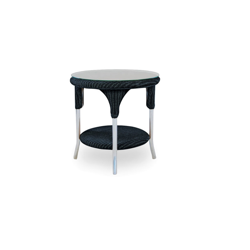 Universal Loom Accessories Outdoor Round Side Table, Ebony