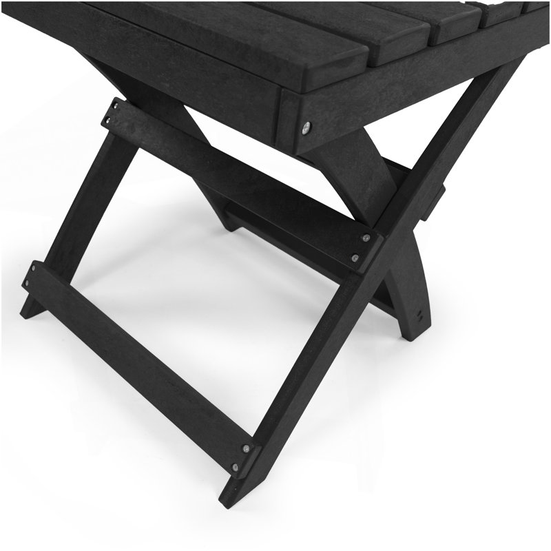 Table d'appoint d'extérieur pliable en PEHD recyclé toutes saisons Seaview, Noir