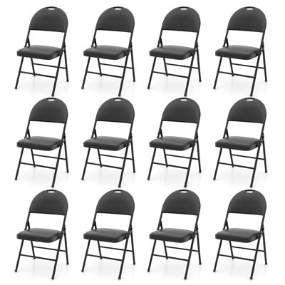 12 chaises de fête pliantes et rembourrées avec structure en métal et chaises empilables en cuir