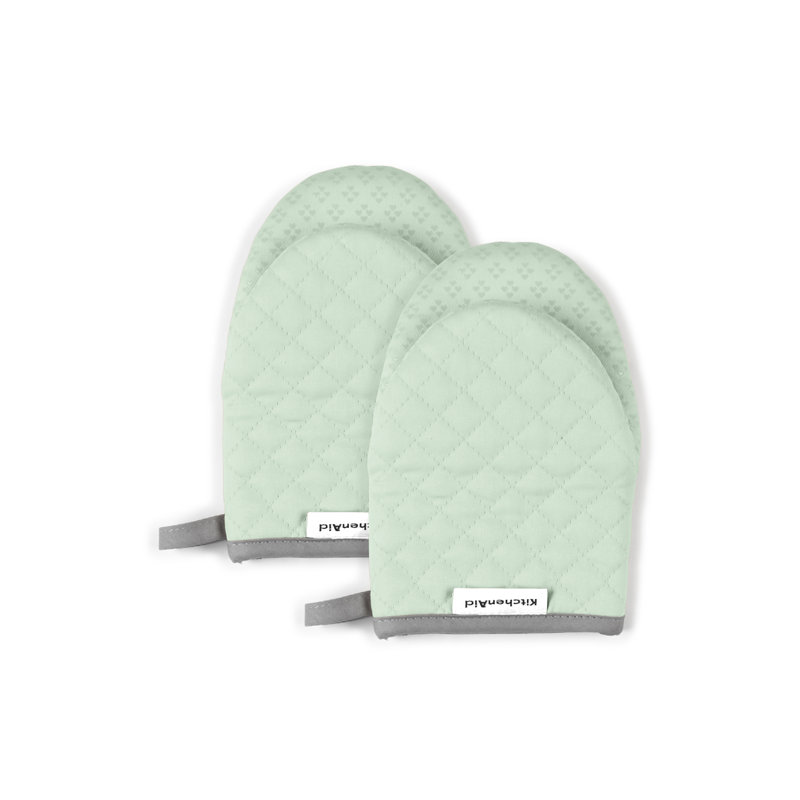 Pistachio Green Silicone Grip Mini Oven Mitt Set, 5.5"x8", 2-Piece