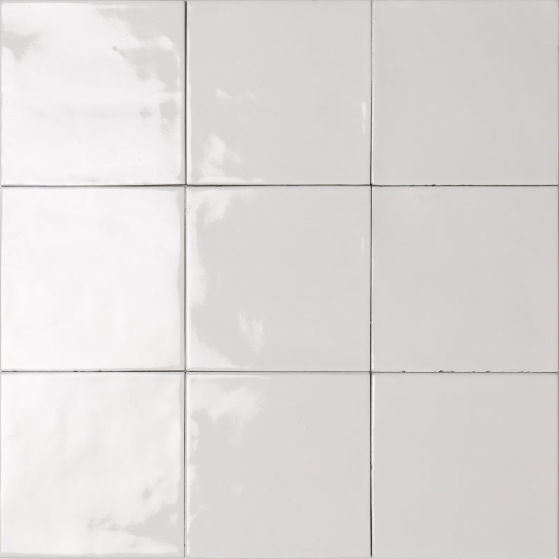 Magma 5" x 5" Zellige Italian Porcelain Subway Tile, Bianco White
