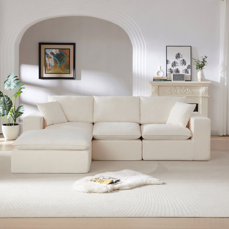 Canapé moderne en nuage de chenille, librement combinable, confortable pour s'asseoir, Chenille blanche