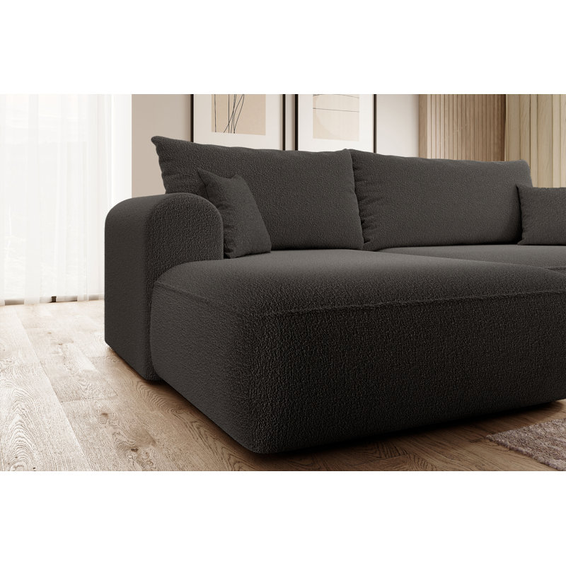 Aian 3 Seater Sofa & Chaise, Left Hand Facing, Dark Grey