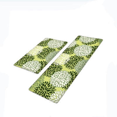 Floral Plastic / Acrylic Water Resistant Anti-Fatigue Non-Skid Kitchen Mat