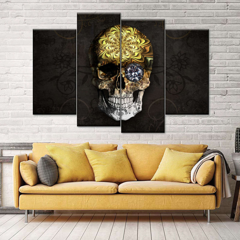 «Skull Million Dollar Skull», ensemble de 4 reproductions sur toiles par HustleBroIllustrations
