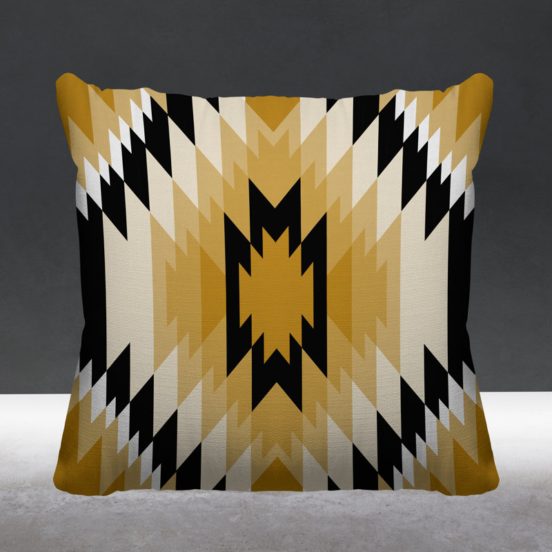 Coussin décoratif intérieur / extérieur Juan Southwestern, L 17 po x H 17 po, Jaune