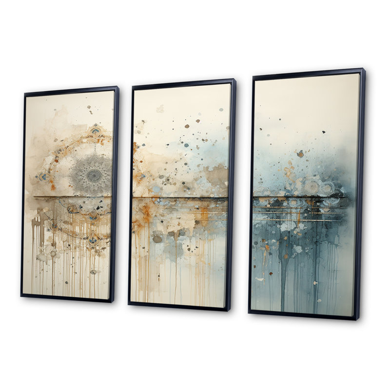 Minimalisme, ensemble d'illustrations murales, "Spiritual Illumination II", H 28 po x l 36 po x P 1 po, Cadre flottant noir