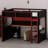 Space-Saving Loft Bed Frame with Workspace, Ambient Lights & Charging Hub-790208141