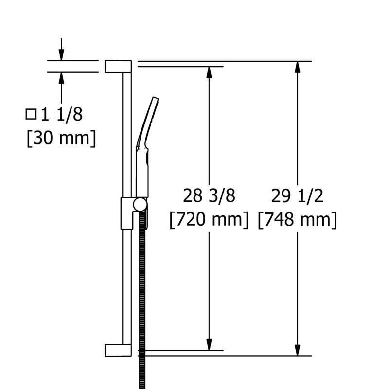 2.0 GPM Handshower Set with 30" Slide Bar and 2-Function Handshower, Chrome, 1.8 GPM