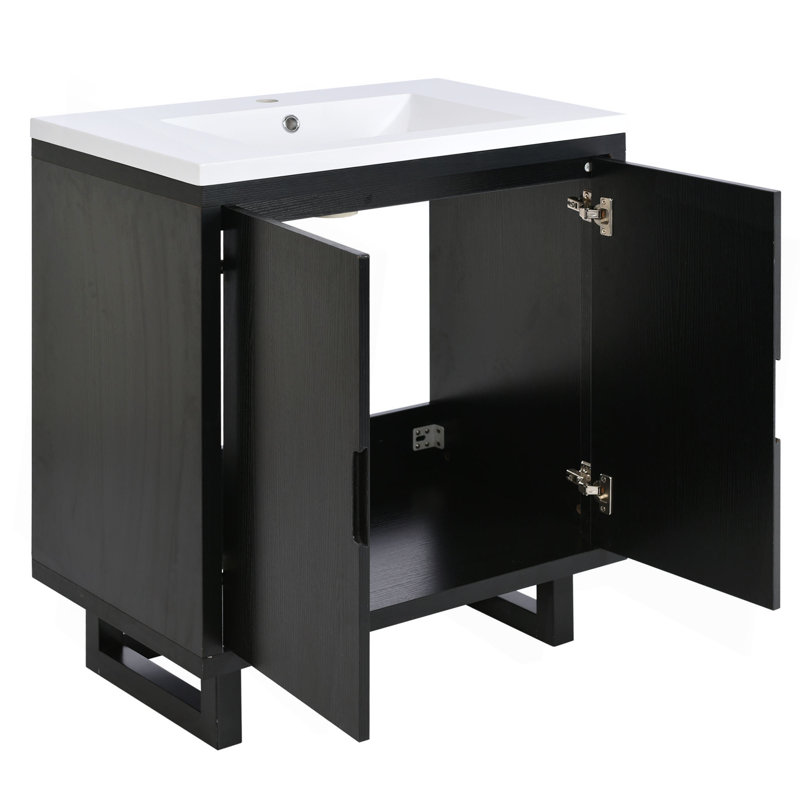 Ensemble de meuble-lavabo 30 po avec lavabo, armoire combinée, armoire de rangement pour salle de bain, structure en bois massif