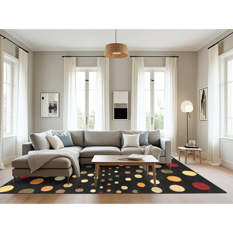 Tapis contemporain noir / rouge, Rectangle 8 pi x 12 pi