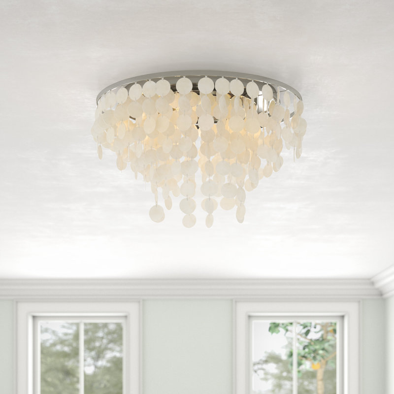 Icarus Shell Flush Mount, 16.5" H x 24" W x 24" D