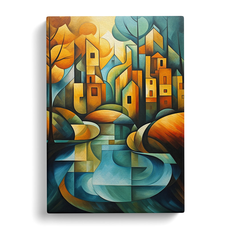 River Cubism - No Frame Print, 60cm H x 40cm W x 3cm D