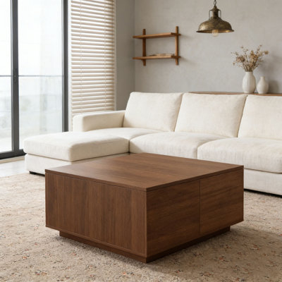 33.25" Square Coffee Table with 4 Drawers