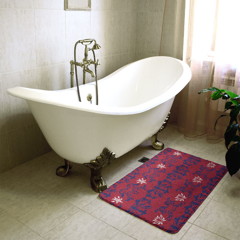 Tapis pour salle de bain New York Football Baroque, Bleu foncé / rouge / blanc, l 21 po x L 34 po