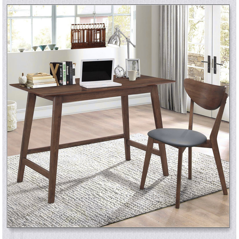 Élégant ensemble de bureau d'écriture 2 pièces en bois de noyer et fauteuil rembourré pour bureau à domicile moderne