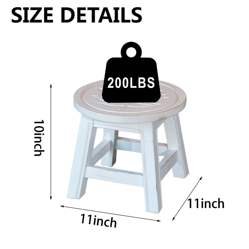 Boncile 1 - Step Wood Step Stool, White
