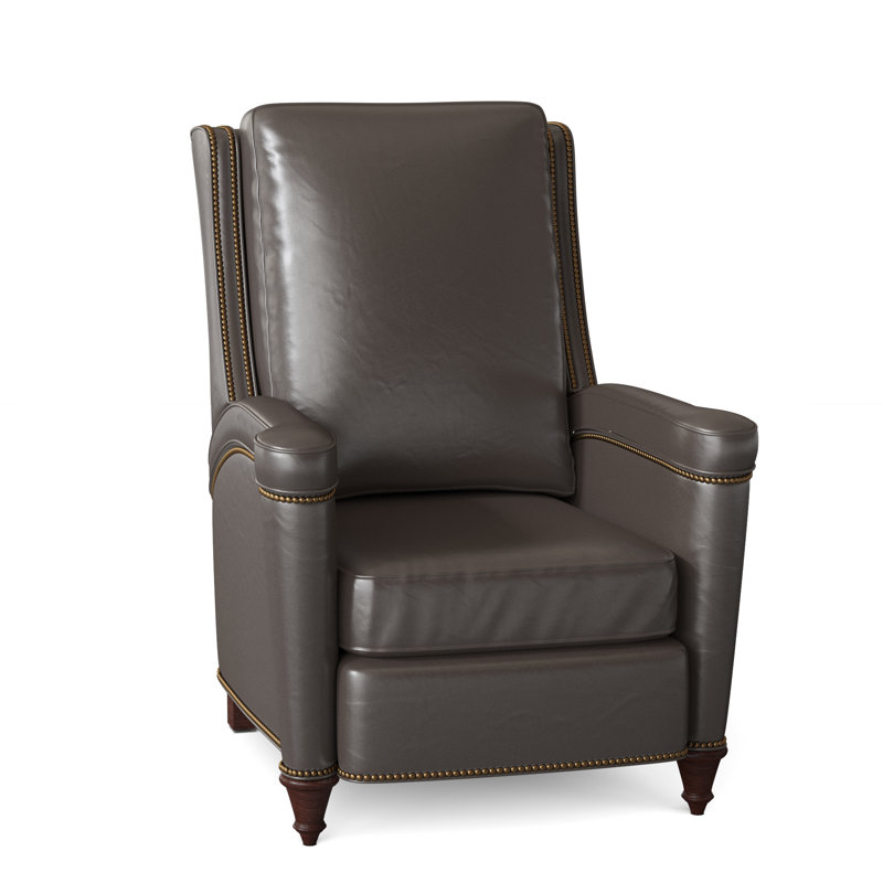 Mayes Recliner, Milestone White Genuine Leather, Mahogany, French Natural