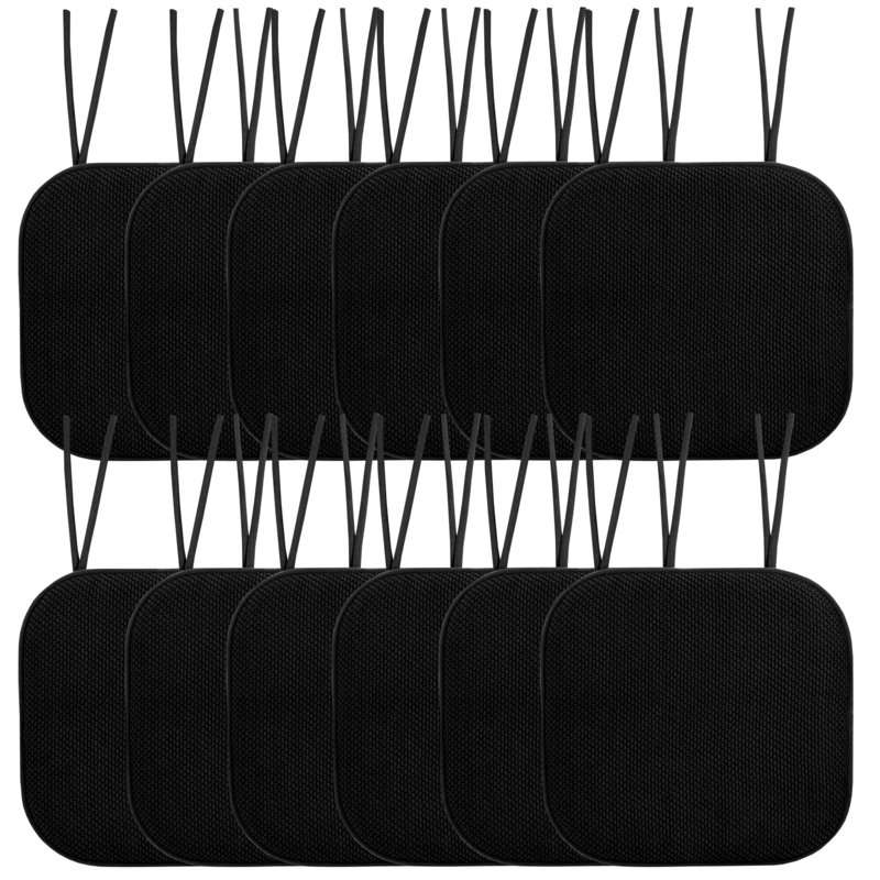 Coussin de chaise antidérapant en mousse à mémoire de forme 16 po x 16 po avec attaches Honeycomb, 12, Noir