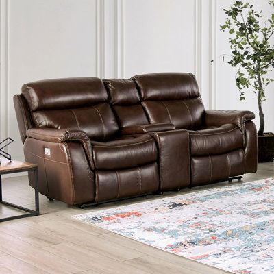 77.4" W Transitional Power Loveseat, Brown