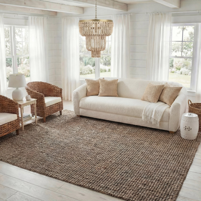 Barkley Hand Woven Jute No Pattern Rug, Rectangle 8' x 10'