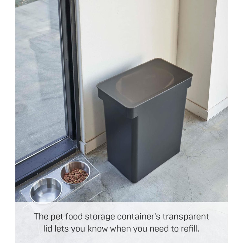 Yamazaki Home Airtight Pet Food Extra Large Storage Container With Transparent Lid, 6.6 gallons, Black, 55.12 lb